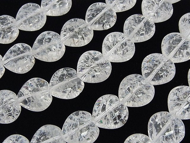 Cracked Crystal Vertical Hole Heart shape 14x14mm 1/4 or 1strand beads (aprx.15inch/36cm)