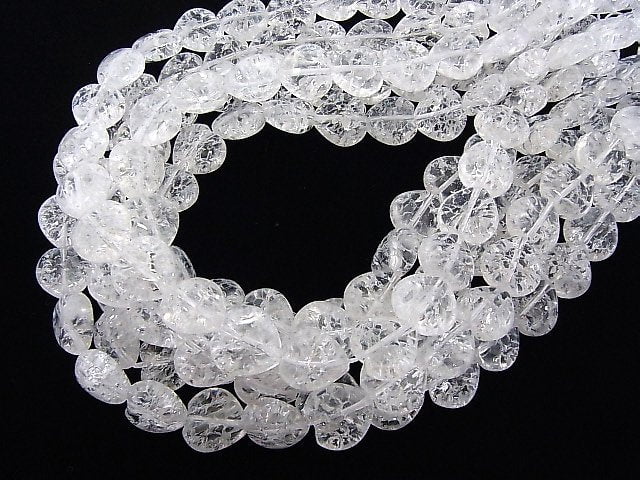 Cracked Crystal Vertical Hole Heart shape 14x14mm 1/4 or 1strand beads (aprx.15inch/36cm)