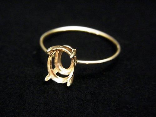 [Video][Japan][K10 Yellow Gold]Ring Frame (Prong Setting)Oval Faceted 8x6mm 1pc
