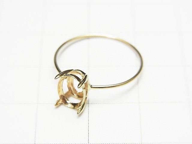 [K10 Yellow Gold] Ring Frame (Prong Setting) for Oval Faceted 8x6mm Rings 1pc [Japan]