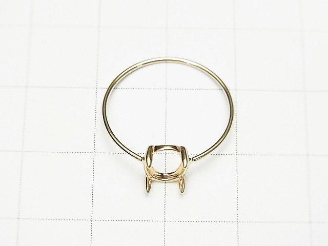 [K10 Yellow Gold] Ring Frame (Prong Setting) for Oval Cabochon 8x6mm 1pc [Japan]