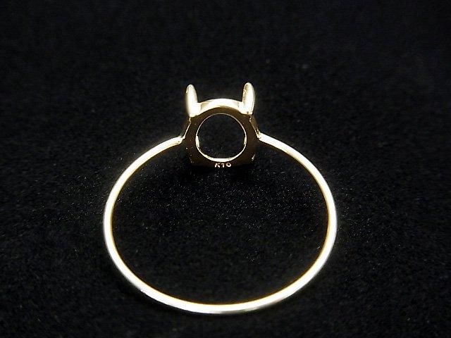 [K10 Yellow Gold] Ring Frame (Prong Setting) for Oval Cabochon 8x6mm 1pc [Japan]