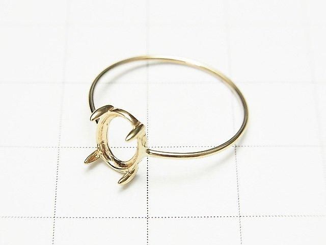 [K10 Yellow Gold] Ring Frame (Prong Setting) for Oval Cabochon 8x6mm 1pc [Japan]