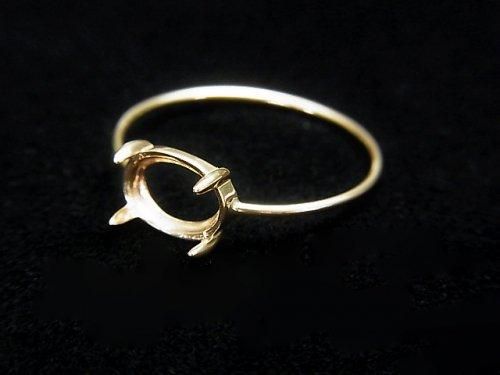 [K10 Yellow Gold] Ring Frame (Prong Setting) for Horizontal Oval Cabochon 8x6mm 1pc [Japan]