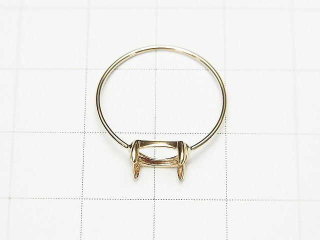 [Video][Japan][K10 Yellow Gold] Ring Frame (Prong Setting) for Horizontal Oval Cabochon 8x6mm (1pc)