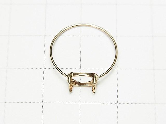 [K10 Yellow Gold] Ring Frame (Prong Setting) for Horizontal Oval Cabochon 8x6mm 1pc [Japan]