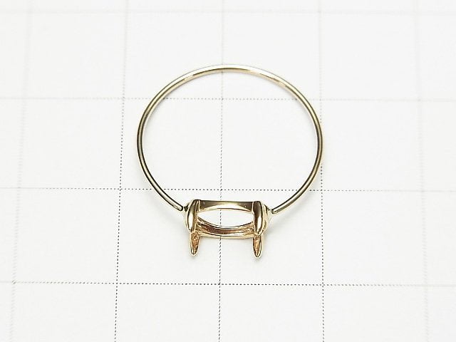 [Video][Japan][K10 Yellow Gold]Ring Frame (Prong Setting) Horizontal Oval Cabochon 8x6mm 1pc