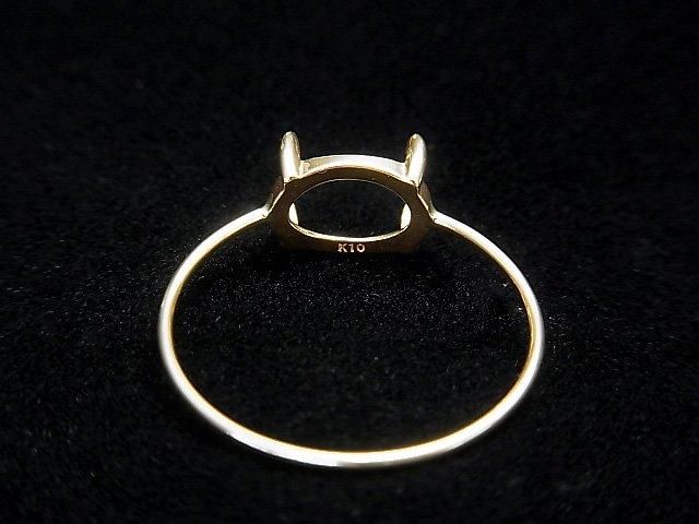 [K10 Yellow Gold] Ring Frame (Prong Setting) for Horizontal Oval Cabochon 8x6mm 1pc [Japan]