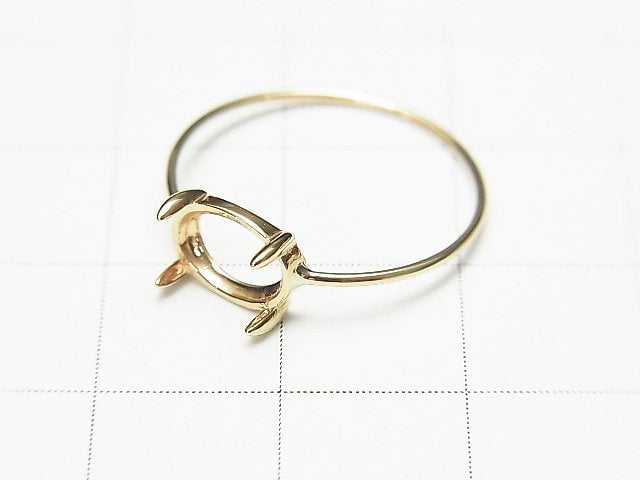 [Video][Japan][K10 Yellow Gold] Ring Frame (Prong Setting) for Horizontal Oval Cabochon 8x6mm (1pc)