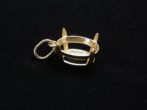 [Video][Japan][K10 Yellow Gold]Pendant Frame (Prong Setting) Oval Faceted 8x6mm 1pc