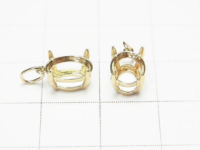 [Video][Japan][K10 Yellow Gold]Pendant Frame (Prong Setting) Oval Faceted 8x6mm 1pc