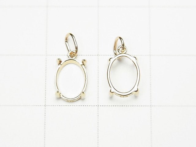 [Video][Japan][K10 Yellow Gold] Pendant Frame (Prong Setting) for Oval Cabochon 8x6mm (1pc)