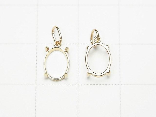 [K10 Yellow Gold] Pendant Frame (Prong Setting) for Oval Cabochon 8x6mm 1pc [Japan]