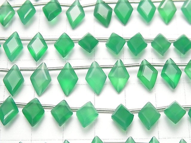 [Video] High Quality Green Onyx AAA Diamond Faceted 11x7mm half or 1strand (18pcs)