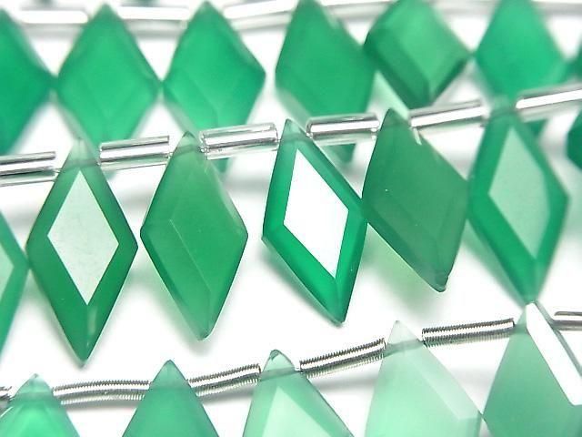 [Video] High Quality Green Onyx AAA Diamond Shape 14x7mm Half or 1 Strand (18pcs)