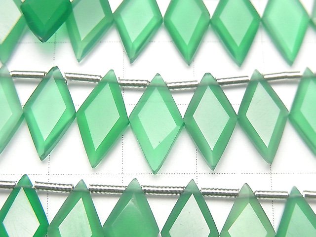 [Video] High Quality Green Onyx AAA Diamond Shape 14x7mm half or 1strand (18pcs)