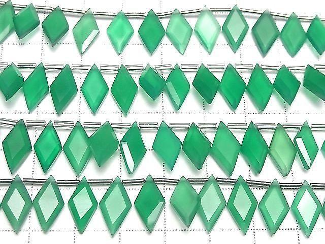 [Video] High Quality Green Onyx AAA Diamond Shape 14x7mm Half or 1 Strand (18pcs)