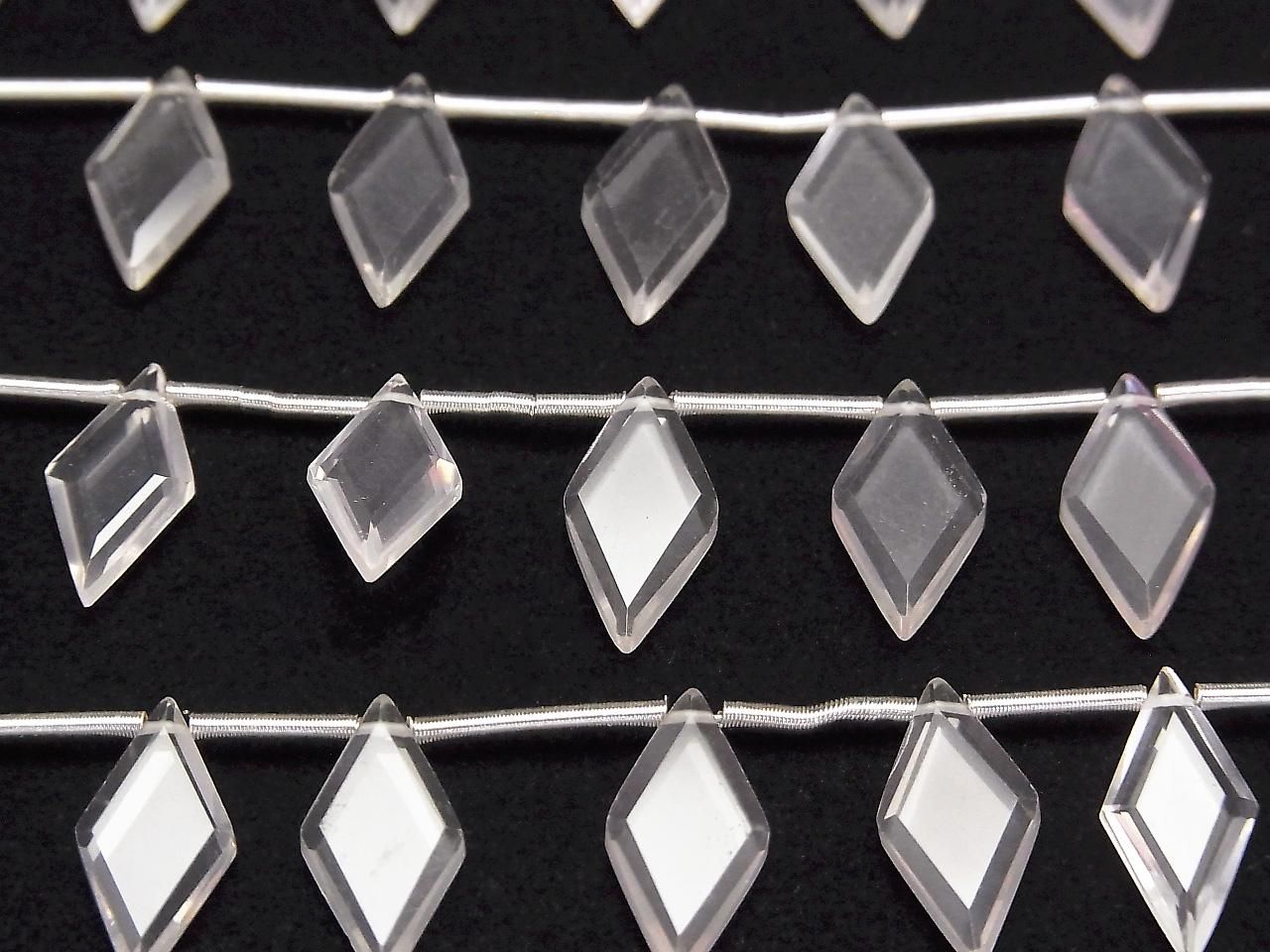 Quartz Rose de Haute Qualité AAA Forme Diamant 14x7mm 1 fil de perles (8 pièces)