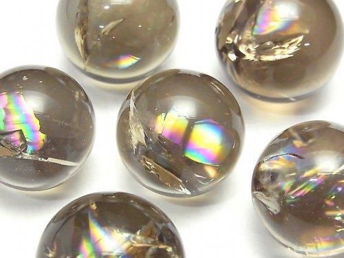 [Video] Smoky Iris Quartz (Rainbow Smoky Quartz) AA++ Sphere, Round 22-25mm 3pcs