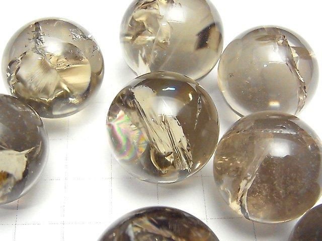 [Video] Smoky Iris Quartz (Rainbow Smoky Quartz) AA++ Sphere, Round 22-25mm 3pcs