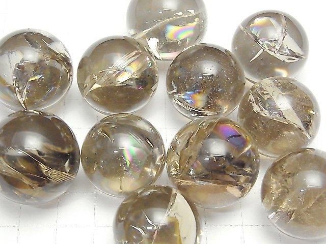 [Video] Smoky Iris Quartz (Rainbow Smoky Quartz) AA++ Sphere, Round 22-25mm 3pcs