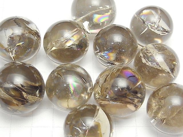 [Video] Rainbow Smoky Quartz AA++ Sphere, Round 22-25mm 3pcs