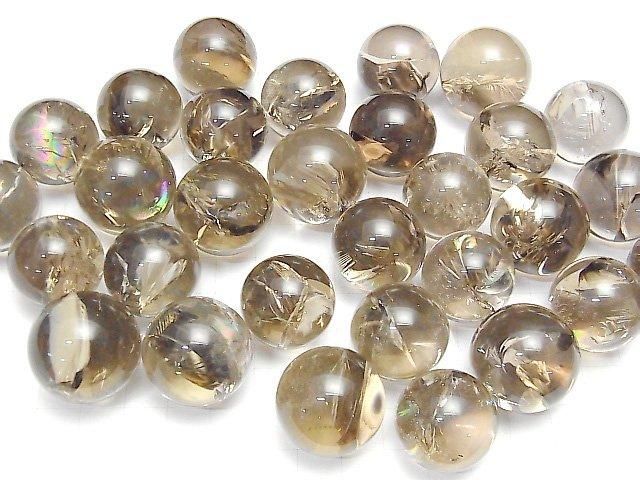 [Video] Smoky Iris Quartz (Rainbow Smoky Quartz) AA++ Sphere, Round 22-25mm 3pcs
