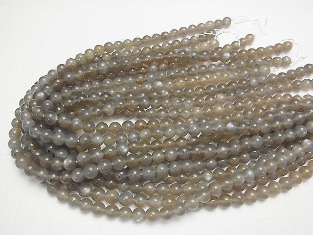 [Video] Gray Moonstone AAA Round 8mm half or 1strand beads (aprx.15inch / 38cm)