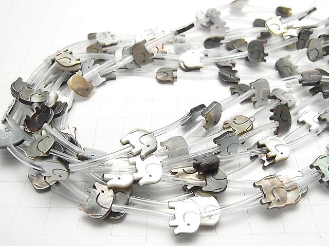 [Video] High Quality Black Shell (Black-lip Oyster) AAA Elephant Shape 10x9mm half or 1strand (Approx 12pcs)