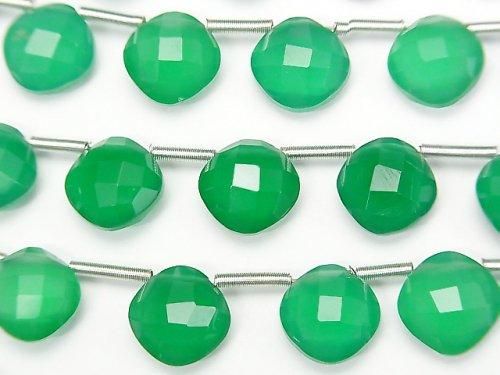 [Video]High Quality Green Onyx AAA Diamond Shape (Cushion Cut) 9x9mm half or 1strand (18pcs)