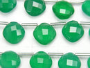 [Video]High Quality Green Onyx AAA Diamond Shape (Cushion Cut) 9x9mm half or 1strand (18pcs)