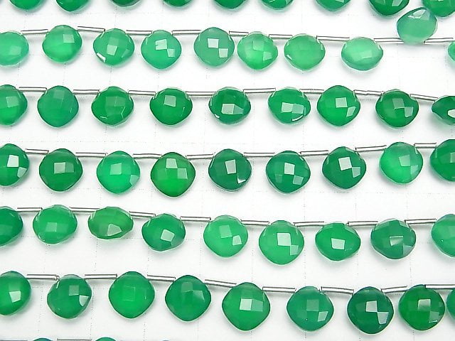 [Video]High Quality Green Onyx AAA Diamond Shape (Cushion Cut )9x9mm half or 1strand (18pcs )