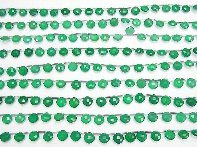 [Video]High Quality Green Onyx AAA Diamond Shape (Cushion Cut) 9x9mm half or 1strand (18pcs)