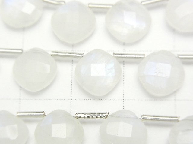 [Video] High Quality Rainbow Moonstone AA++ Diamond Shape (Cushion Cut) 9x9mm half or 1strand (18pcs)