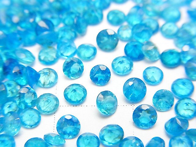 [Video]High Quality Neon Blue Apatite AAA- Loose stone Round Faceted 3x3mm 10pcs