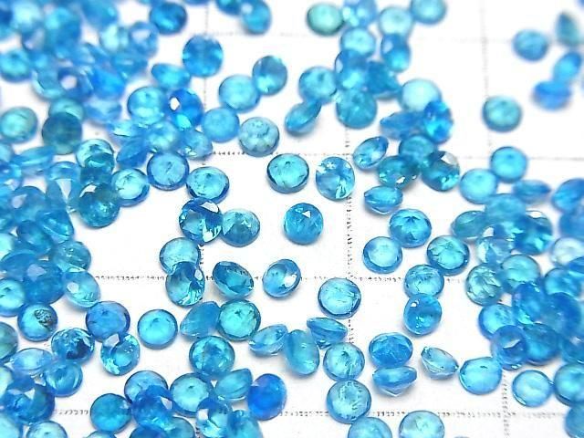 Apatite Bleu Néon Haute Qualité AAA - Pierre Libre Ronde Facettée 3x3mm 10pcs