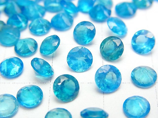 [Video] High Quality Neon Blue Apatite AAA Undrilled Round Faceted 5x5mm 2pcs