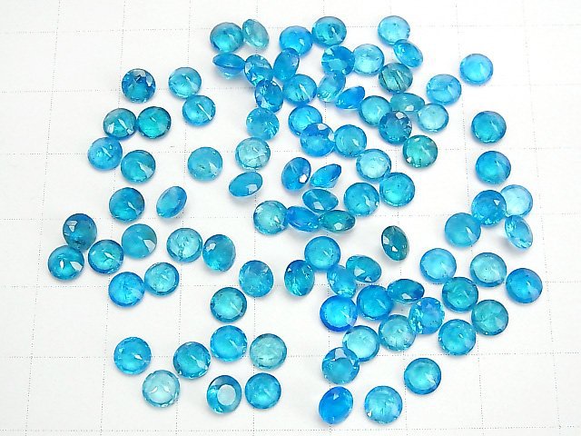 [Video] High Quality Neon Blue Apatite AAA Undrilled Round Faceted 5x5mm 2pcs