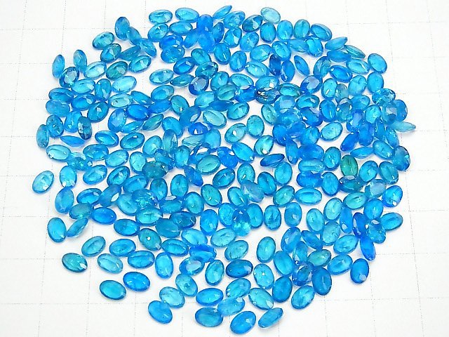 [Video] High Quality Neon Blue Apatite AAA Undrilled Oval Faceted 6x4mm 2pcs