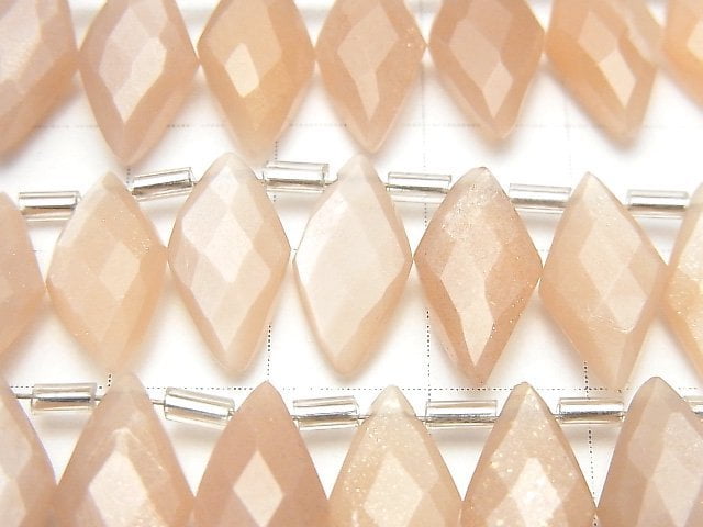 [Video] Peach Moonstone AA++ Diamond Shape 1strand (12pcs)