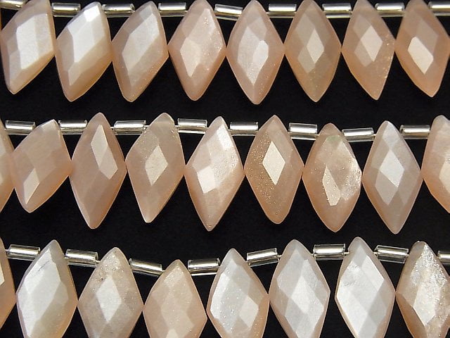 [Video] Peach Moonstone AA++ Diamond Shape 1strand (12pcs)