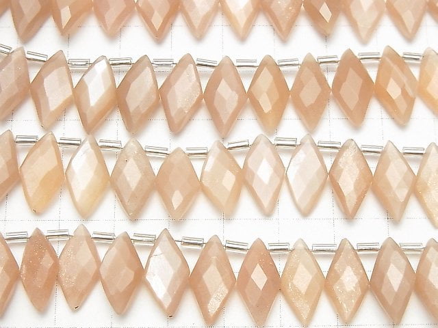 [Video] Peach Moonstone AA++ Diamond Shape 1strand (12pcs)