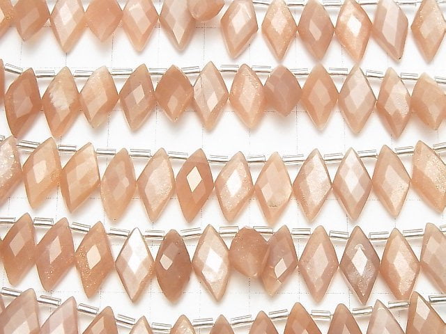 [Video] Peach Moonstone AA++ Diamond Shape 1strand (12pcs)