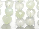 [Video] Light Green Chalcedony AAA Vertical Hole Heart cut 10x10mm half or 1strand beads (aprx.6inch / 16cm)