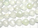 [Video] Light Green Chalcedony AAA Vertical Hole Heart cut 10x10mm half or 1strand beads (aprx.6inch / 16cm)