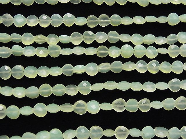 [Video] Light Green Chalcedony AAA Vertical Hole Heart cut 6x6mm 1strand beads (aprx.6inch / 16cm)
