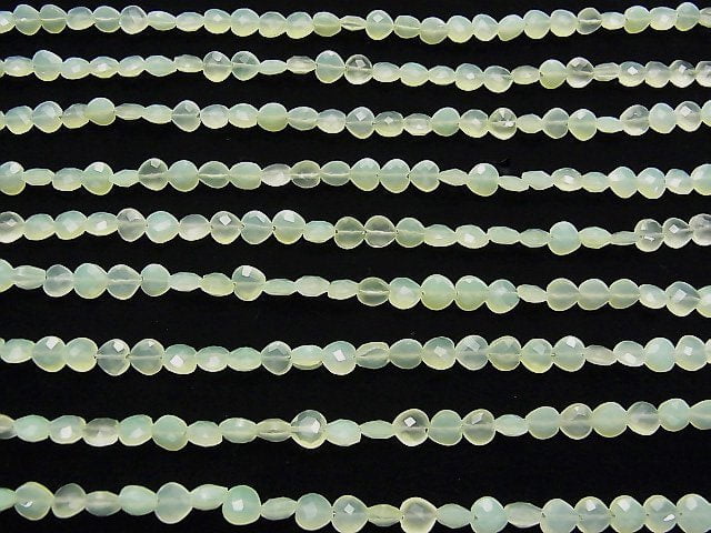 [Video] Light Green Chalcedony AAA Vertical Hole Heart cut 6x6mm 1strand beads (aprx.6inch / 16cm)