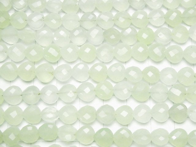 Light green Chalcedony AAA Vertical Hole Heart cut 8x8mm half or 1strand beads (aprx.6inch / 16cm)