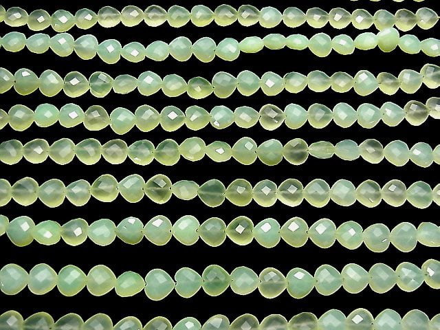 [Video] Light Green Chalcedony AAA Vertical Hole Heart cut 10x10mm half or 1strand beads (aprx.6inch / 16cm)