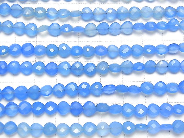 [Video] Blue Chalcedony AAA Vertical Hole Heart cut 6x6mm 1strand beads (aprx.6inch / 16cm)